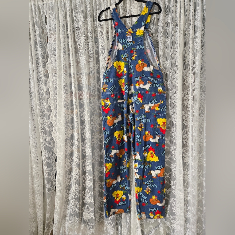Vintage RARE 1970s Liberty "HEE HAW" Print Denim Overalls - Picture 14 of 15